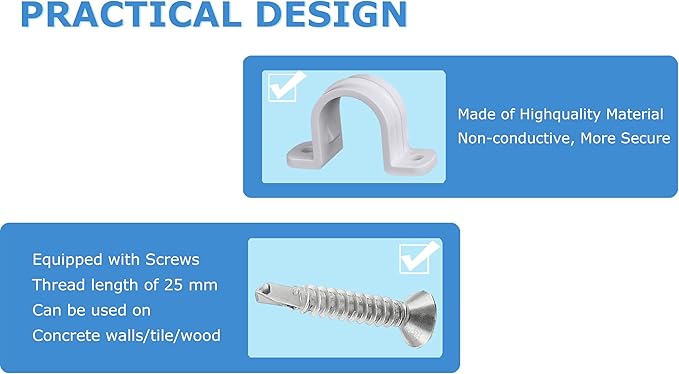 10 Set Pipe Clamps,SCH 1 in (32 MM) PVC Pipe Strap Clips,Two Hole Plastic Pipe Clamps,Conduit Strap Clamps