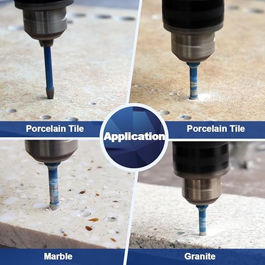 Dry Diamond Core Drill Bit Set,BRSCHNITT1/4 * 5 Diamond Hole Saw& 1/4"*5 Carbide Drill bits with Triangle Shank for Porcelain Tile Ceramic Stone Granite Marble(10pcs)