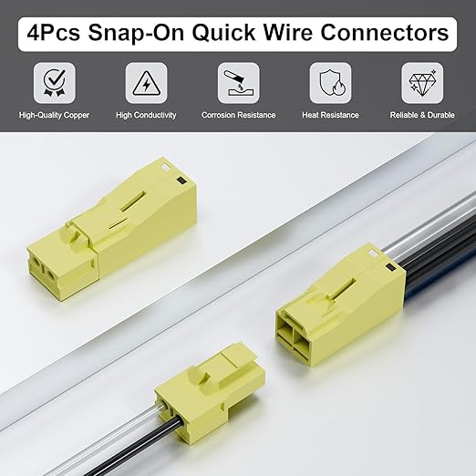 4Pcs Snap-on Quick Wire Connectors, 400V 6A 16-12 AWG, KV228-2P Connector for Luminaire Disconnect