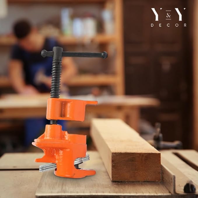 Y&Y Decor 4 Pack 1/2" Pipe Clamps for Wood Gluing, Heavy Duty Cast Iron, Professional Woodworking Tools
