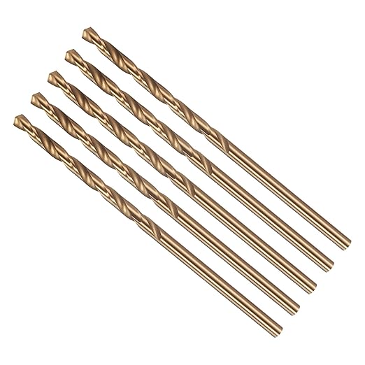 Drill Bit, #36 Cutting Diameter, 4341 HSS Gold Finish 118° Cutting Angle Number Jobber Bits - (Applications: for Drilling Soft Metal Plastic Wood), 5-Pieces