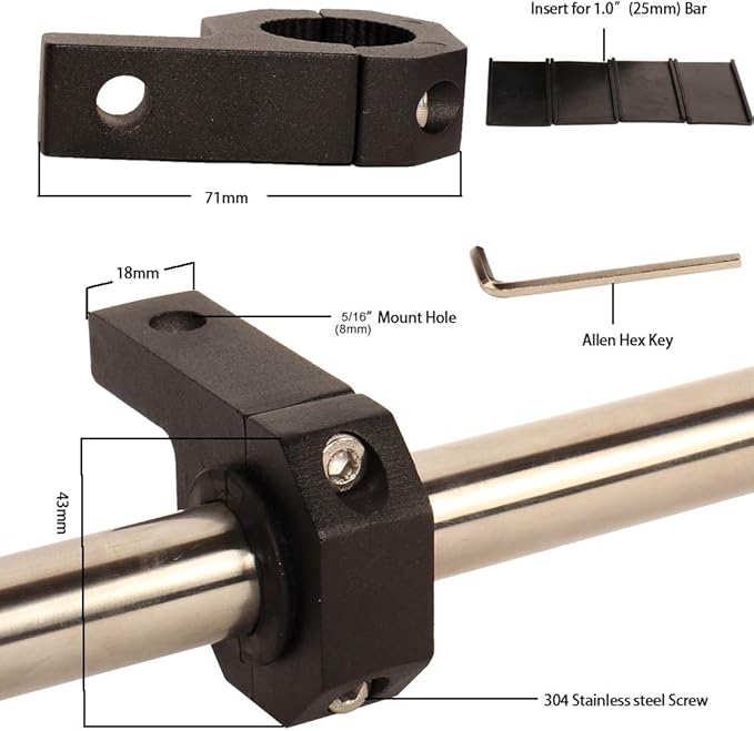 1 inch Bar Clamp-Pack 4 Roof Rack Bar Mounts Tube Clamps Horizontal Bar Clamp Mounting Bracket for Motorcycle ATV Utv Boat Trucks (1"- Clamp Mount kit)