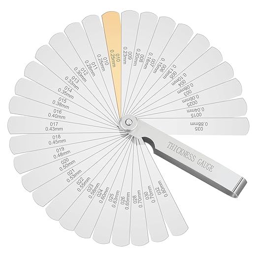 Stainless Steel Feeler Gauge 32-Blade 0.04-0.88 mm (0.0015-0.035 Inch) Precision Gap Measuring Tool for Valve Adjustment, Spark Plug Gap, Dual Marked Metric and Imperial Measuring Tools
