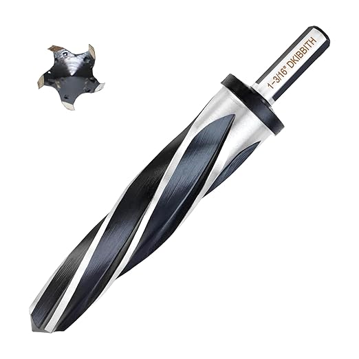 DKIBBITH 1-3/16" Bridge Construction Reamer Drill Bit, M2 HSS Taper Chucking Reamer for Steel Alloy Metal Wood Plastic, 1/2" Non-Slip Shank, 5-Spiral Flutes Car Reamer, to Align or Enlarge Holes, 30mm