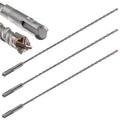 Concrete Drill Bit Lengthening 3pcs 7/32" X 12"-10" Cross-Type Double Thread Carbide Material Suitable for Brick, Stone, Extra Long Hammer Drill Bits