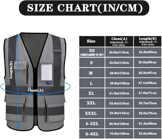 A-SAFETY 6XL 7XL 8XL plue size safety vest grey 6xl 7xl 8xl