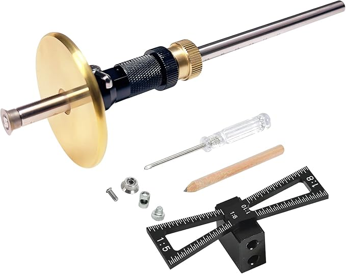 Dovetail Jig & Wheel Marking Gauge Set-Precision Woodworking Tools with Micro-Adjustment, Includes 2 Cutters + Pencil & Anodized Aluminum Jig for Dovetail Join Carpentry & DIY