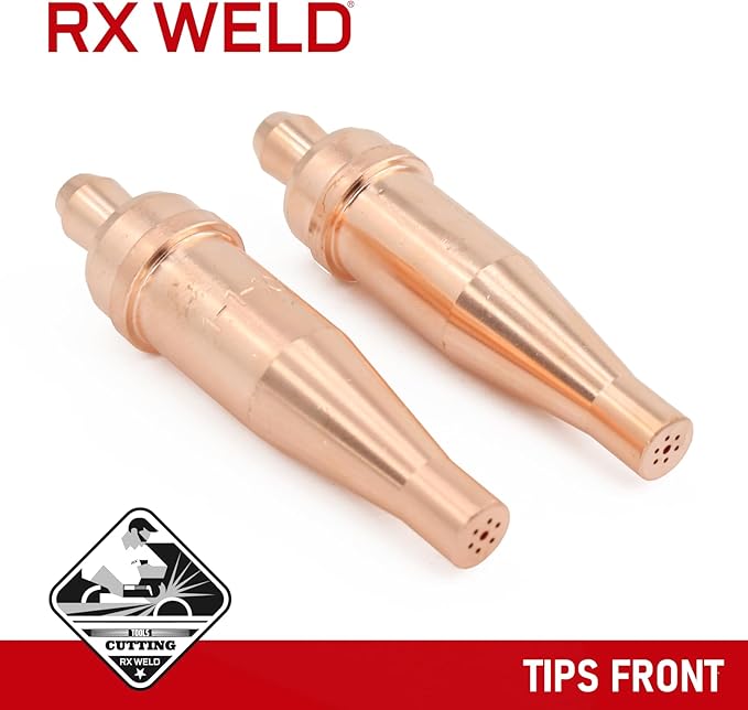 RX WELD 1-1-101 Acetylene Cutting Torch Tips, Fit V-Style Heavy Duty Torch - Pack of 2