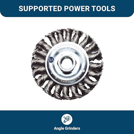Benchmark Abrasives 4 Inch Standard Twist Knot Wire Wheel for Angle Grinder with 5/8"-11 Thread, Cleaning Narrow Holes, Deburring Grinding Wheels - Wire Wheel Attachment - Carbon Steel (4" x 1/2")