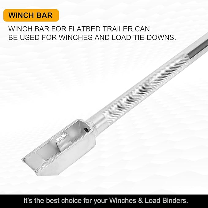 35" Chrome Combination Winch Bar with Square Head,Carbon-Steel Construction and Non-Slip Handle for Winches on Flatbeds and Trucks