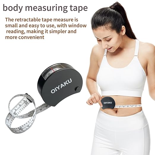 Dual Scale Tape Measure for Cloth Tailoring and Body Measurement 60 Inch/150cm Retractable Soft Tape with Lock Button and Window Reading Weight Loss Fitness Medical Nursing Craft Cloth Tools