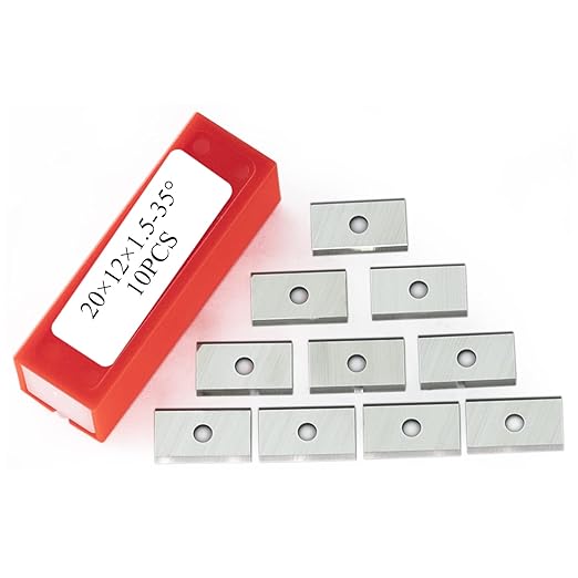 20mm Square Carbide Inserts Cutters Replaceable Knives Blades 20×12×1.5mm-35° for Flush Trim Router Bit Woodworking Spiral/Helical Planer Cutter Head or Lathe Turning 10pcs