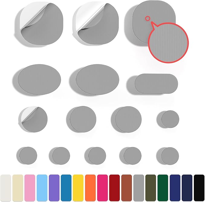 45PCS Nylon Repair Patch Self-Adhesive Pre-Cut Fabric Patch Down Jacket Repair Patches for Puffer Jackets Tenacious Tape Polyester Waterproof Lightweight Tent Repair Patch for Clothes Bag(Dark Grey)