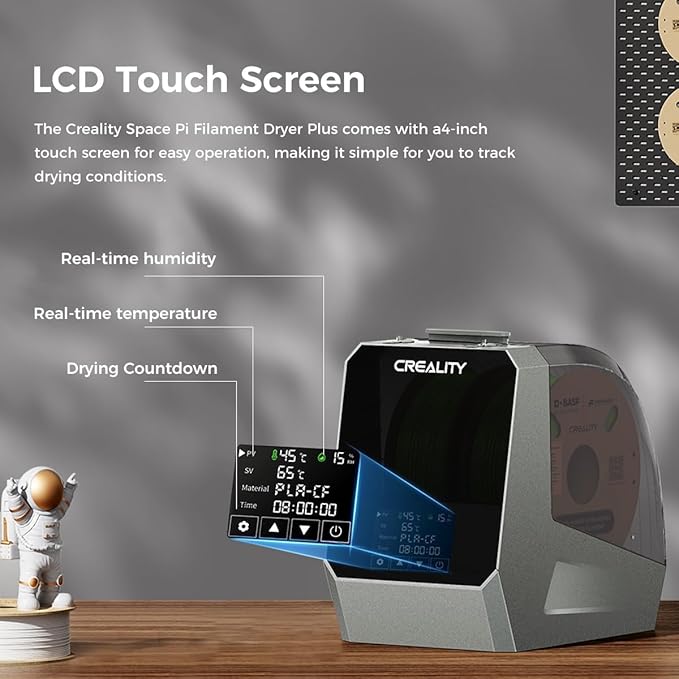 2025 Official CREALITY Space Pi Filament Dryer Plus, 2 Spools Double 360° 160W PTC Fast Heating 3D Printer Filament Dryer Box, 4'' LCD Touch Screen, One-Key Set 3D Filament Drying for PLA PETG ABS TPU
