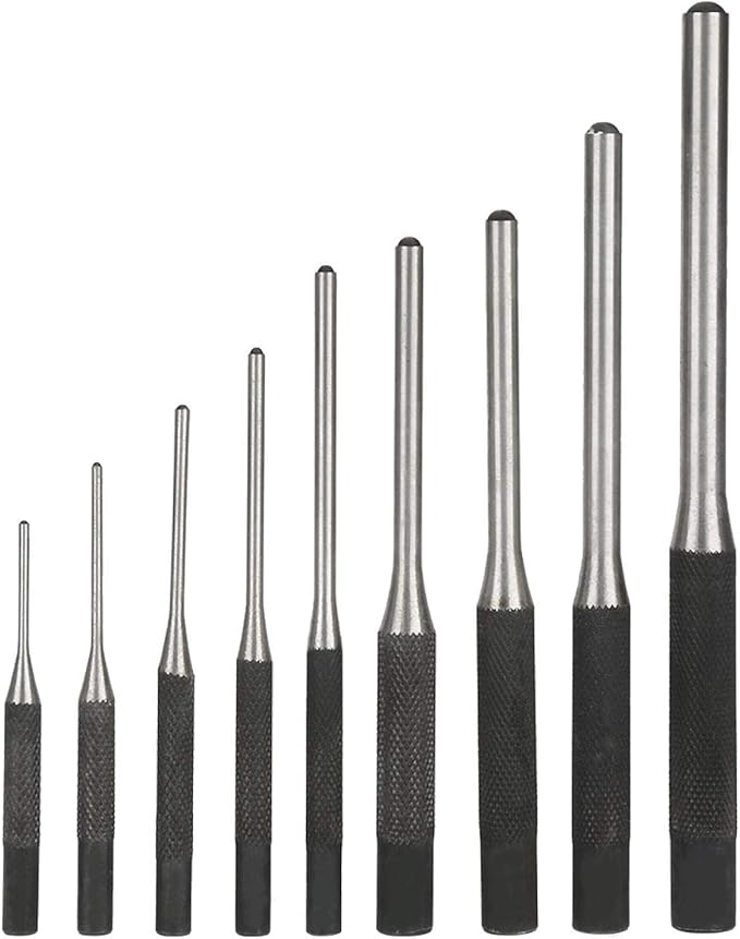 9pcs Steel Roll Pin Punch Set Mechanics Professional Removing Repair Tool with Carrying Bag for Automotive Watch Repair Jewelry and Craft Repair