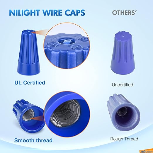 Nilight 220PCS Wire Screw Caps Terminals Kit 5 Sizes Electrical Assortment Spring Thread Insulated Twist on Connectors for 22-12 AWG Wires