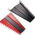 ALOANES 26-Slot Magnetic Metal Wrench Organizer, Fit SAE & Metric Wrench Storage, Tool Organizer for Tool Box, 2 Pack(Red&Black)