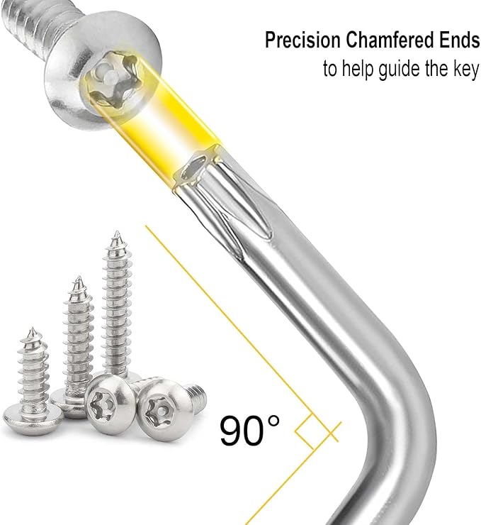 Long Arm Torx Star Allen Wrench Set, Star Key Set T10-T50, Hex Key Set Chrome Vanadium Steel(Cr-V), Tamperproof TORX L- Key Set (9-Piece)