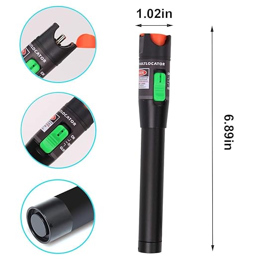 2PCS Visual Fault Locator 50KM Range, VFL Tester Kit - Includes Single Mode 9/125um FC Male to LC Female Adapter and Red Light Pen for Fiber Optic Cable Network Testing