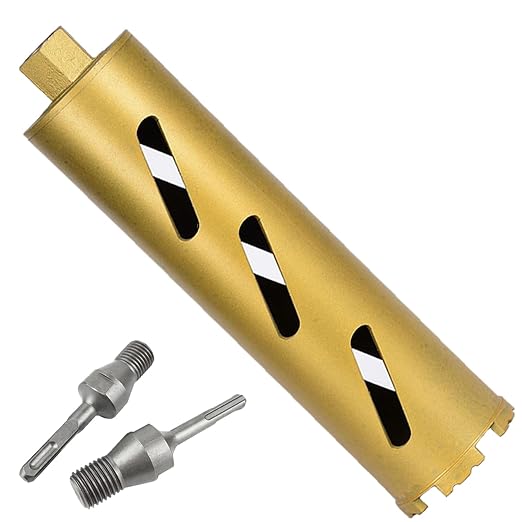 3" Dry Core Drill Bits for Cured Concrete with Rebar Brick Blonck Masonry etc 12.2in/310mm Drilling Depth，10mm Diamond Segment Height，2 Adapters