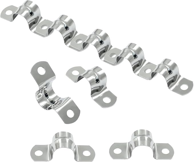Hordion 30Pcs 3/4" Two Hole Strap U Bracket, M20 Rigid Pipe Strap Stainless Steel Conduit Clamp for Fixing Pipe
