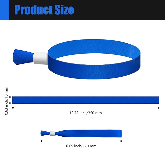100 Pcs Cloth Event Wristbands, Event Wristbands, Colored Wrist Bands for Events, for Lightweight Concert Wrist Strap for Activities, Party Bracelets for Events (Color : Blue)