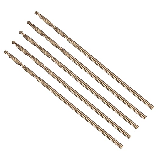 Drill Bit, #54 Cutting Diameter, 4341 HSS Gold Finish 118° Cutting Angle Number Jobber Bits - (Applications: for Drilling Soft Metal Plastic Wood), 5-Pieces