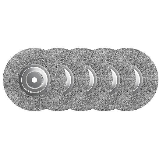 5Pcs 4 Inch Stainless Steel Wire Crimped Wheel Brush with 5/8" Bore for Angle Grinder Derusting Cleaning and Surface Polishing