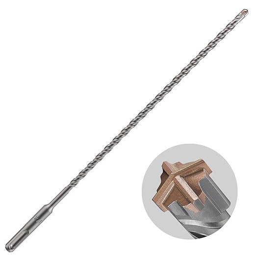 Concrete Drill Bit Lengthening 3pcs 1/4" X 12"-10" Cross-Type Double Thread Carbide Material Suitable for Brick, Cement Walls, Stone, Extra Long Hammer Drill Bits