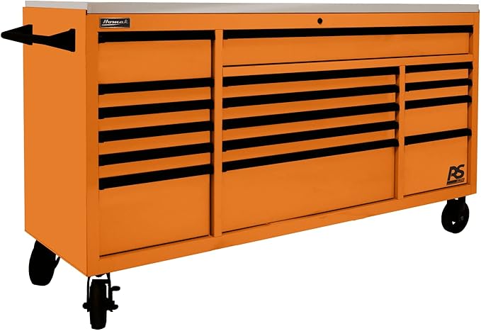 Homak 72” Roller Cabinet w/Stainless Steel Top RS Pro Workstation (Competition Orange)