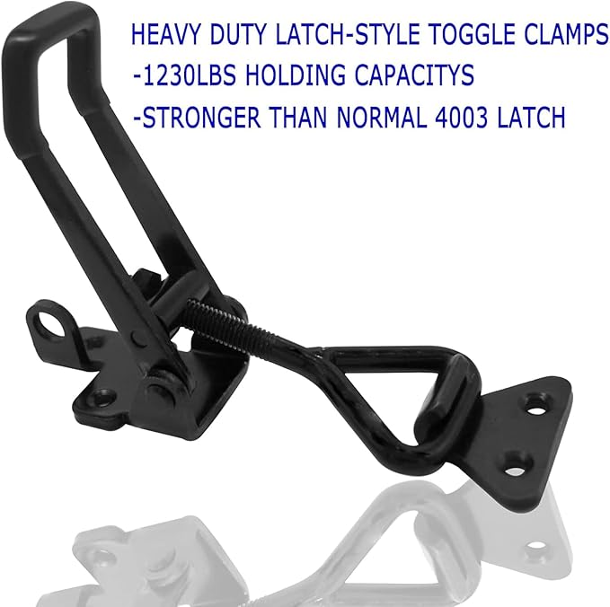 4Pack Heavy Duty Toggle Latch Clamp, 1320lbs 4003 Latch-Style Toggle Clamp with Lock Hook, Pull Action Latch with Catch Plate, Metal Quick Release Draw Latch for Trunk Jig Smoker Door Tool Boxes