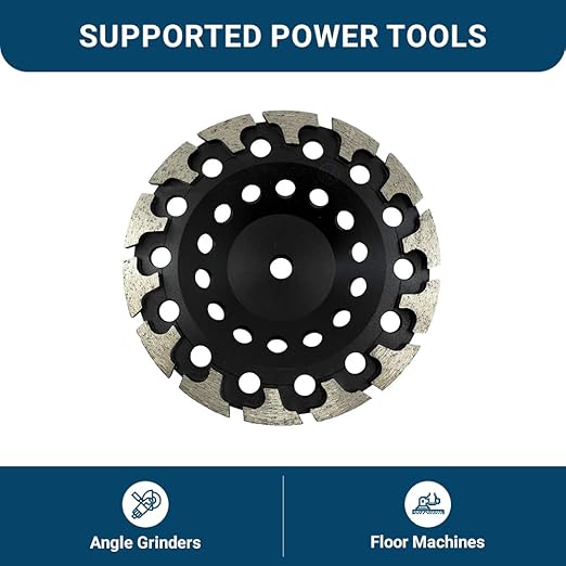 Benchmark Abrasives 7 Inch Concrete Grinding Wheel Threaded T-Type Diamond Cup Wheel with 5/8"-11 Arbor Hole for Masonry, Natural Stone, Concrete Grinding Wheel - Angle Grinder Attachments (7”)