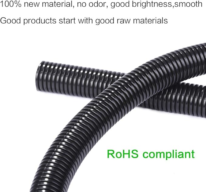 Alex Tech 25ft - 1/4 inch Split Wire Loom Tubing - Black