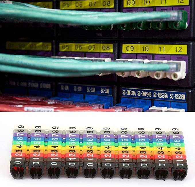 Fafeicy Wire Markers, 100 PCS KCM-6MM 6 Square, Plastic Wire Number Labels for Marking Color Coded Cables