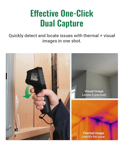 HF96V Thermal Camera with Visual Camera, 240 * 240 Super Resolution, Intelligent Scene Detection, Thermal Imaging Camera with Laser Pointer, 25 Hz, 50° FOV, -4°F to 1022°F, IP54 Infrared Camera