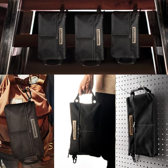 Small Tool Pouch, Tool Bag Organizer with Zipper. Small Tool Bag with Multiple Compartments. Perfect Tool Pouch Bags for Men Women Electricians & Others.
