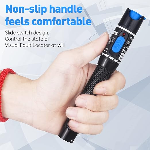 Moocci Visual Fault Locator - VFL Fiber Optic Cable Tester Meter Kit with FC Male to LC Female Adapter - Fiber Optic Tools Tester Detector for LC/FC/SC/ST, Network Cable Test