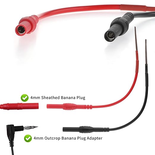 2 PCS Spoon Back Probe, Silicon Flexible Test Back Probe Pins Bendable Spoon Multimeter Test Extention Power Probes Compatible with 4mm Banana Plug for Wire Piercing Car Repairing Electrical Testing