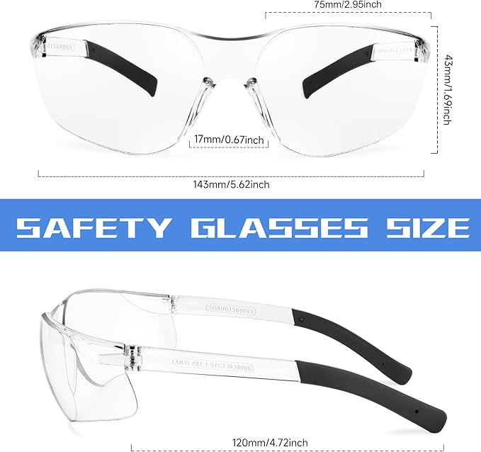Safety Glasses Bulk of 100,ANSI Z87.1 Eye Protection Goggles with Scratch and Impact Resistant for Construction and Laboratory