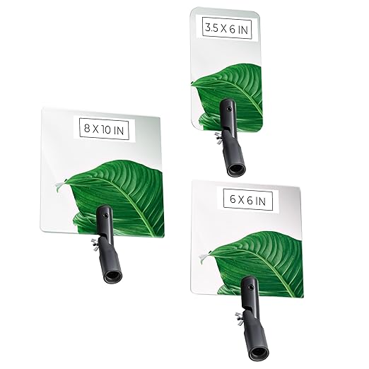 Flex Vue Inspection Mirror with Threaded Adapter - Pack of 3 Sizes (3.5 x 6, 6 x 6, 8 x 10 inches)