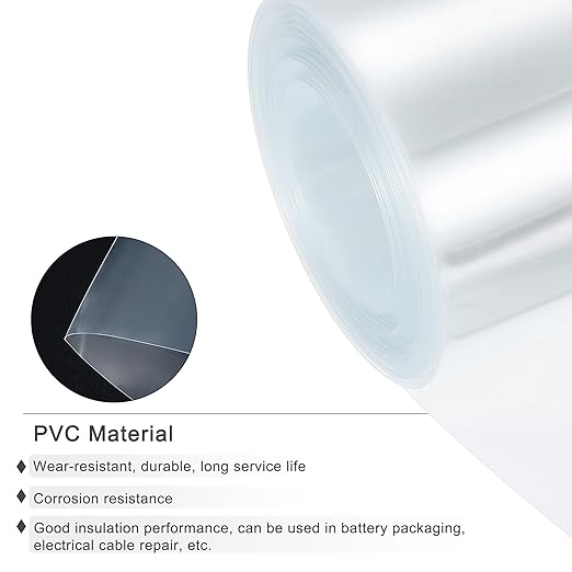 MECCANIXITY Battery Wrap PVC Heat Shrink Tubing 32mm Dia 50mm Flat 33 Feet(10meters) Clear Good Insulation for Battery Pack
