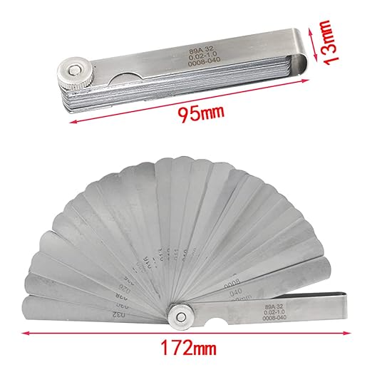 Stainless Steel Feeler Gauge Dual Marked Metric, Foldable Spark Plug Feeler Gauge, Valve Clearance Feeler Gauge for Measuring The Thickness (0.04-0.88 Mm, 32 Blades)