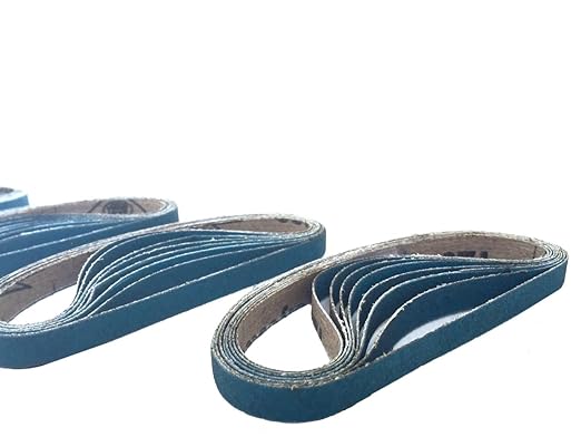 3/8 x 13 Inch Sanding Belts - Starcke Premium 100 Grit Blue Zirconia Cloth Belt Sanders for Woodworking, Metal, Composites & Aluminum, Autobody Sandpaper Belts, Narrow Air File Belt Sanding - 30 Pack