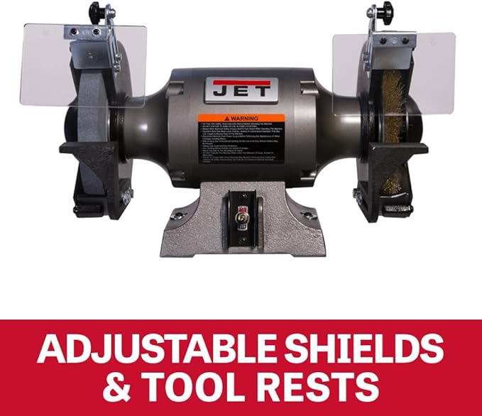 JET 8-Inch Bench Grinder with Wire Wheel, 3450 RPM, 1 HP, 115V 1Ph (Model JBG-8W)