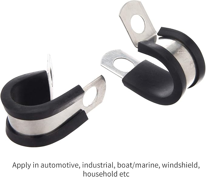 24pcs Wire Clamps Stainless Steel 304 Cable Clamps Rubber Cushion, Pipe Clamp for wiring, lines, hoses and cables (5/8 Inch)