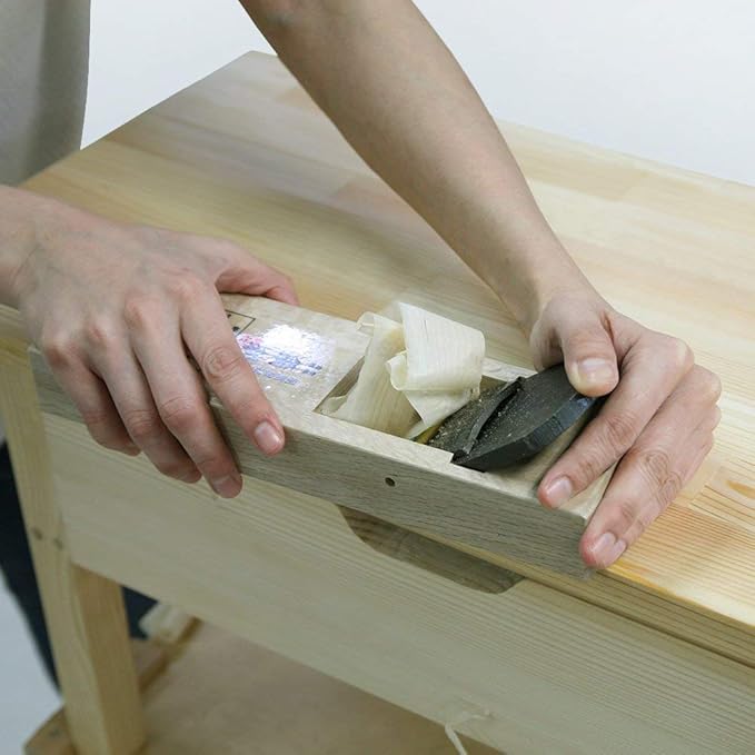 KAKURI Japanese Block Plane Large 60mm for Woodworking, KANNA Japanese Smoothing Plane Manual Hand Planer Tool for Finishing Wood, 10.2 x 3.0 x 2.8 inches, White Oak Body (Oil Finished), Made in JAPAN