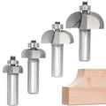 4pcs Cove Router Bit Set,1/2" Shank,Radius 3/16",1/4",7/16", and 9/16",Cove Edging Cutter for Wood Profiling,Routing,Molding