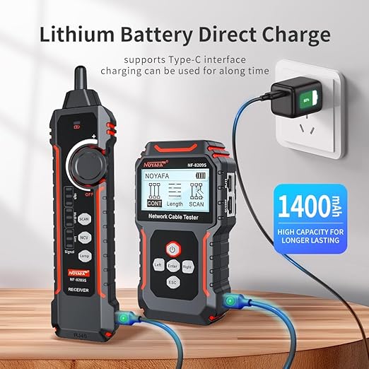 NOYAFA NF-8209S Upgrade Advanced Network Cable Tester with PoE& NCV, Cable Length Test, Port Flashing, Multifunction Anti Interference Scanning Modes Wire Tracker