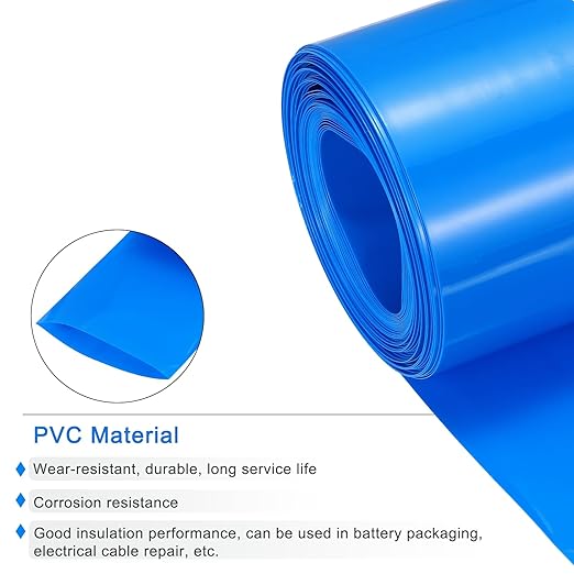 MECCANIXITY Battery Wrap PVC Heat Shrink Tubing 32mm Dia 50mm Flat 33 Feet(10meters) Blue Good Insulation for Battery Pack