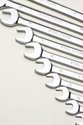 Steel Vision Tools 10 pc Metric Combination Wrench Set (10, 11, 12, 13, 14, 15, 16, 17, 18 & 19 mm) - Precision 12-Point Box End, Open-End Design, Full Polished Chromium-Vanadium Finish